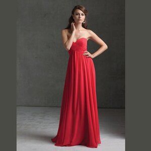 Mori Lee by Madeline Garner Red Bridesmaids Dress 10 Wedding Gown Formal Morilee